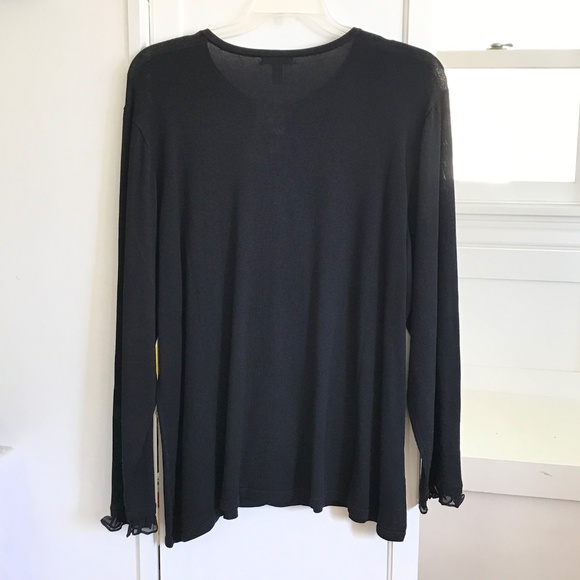 CHARTER CLUB Silk Cotton Cardigan Sweater Ruffle Black Women’s Plus Size 3X 2X - Picture 4 of 16